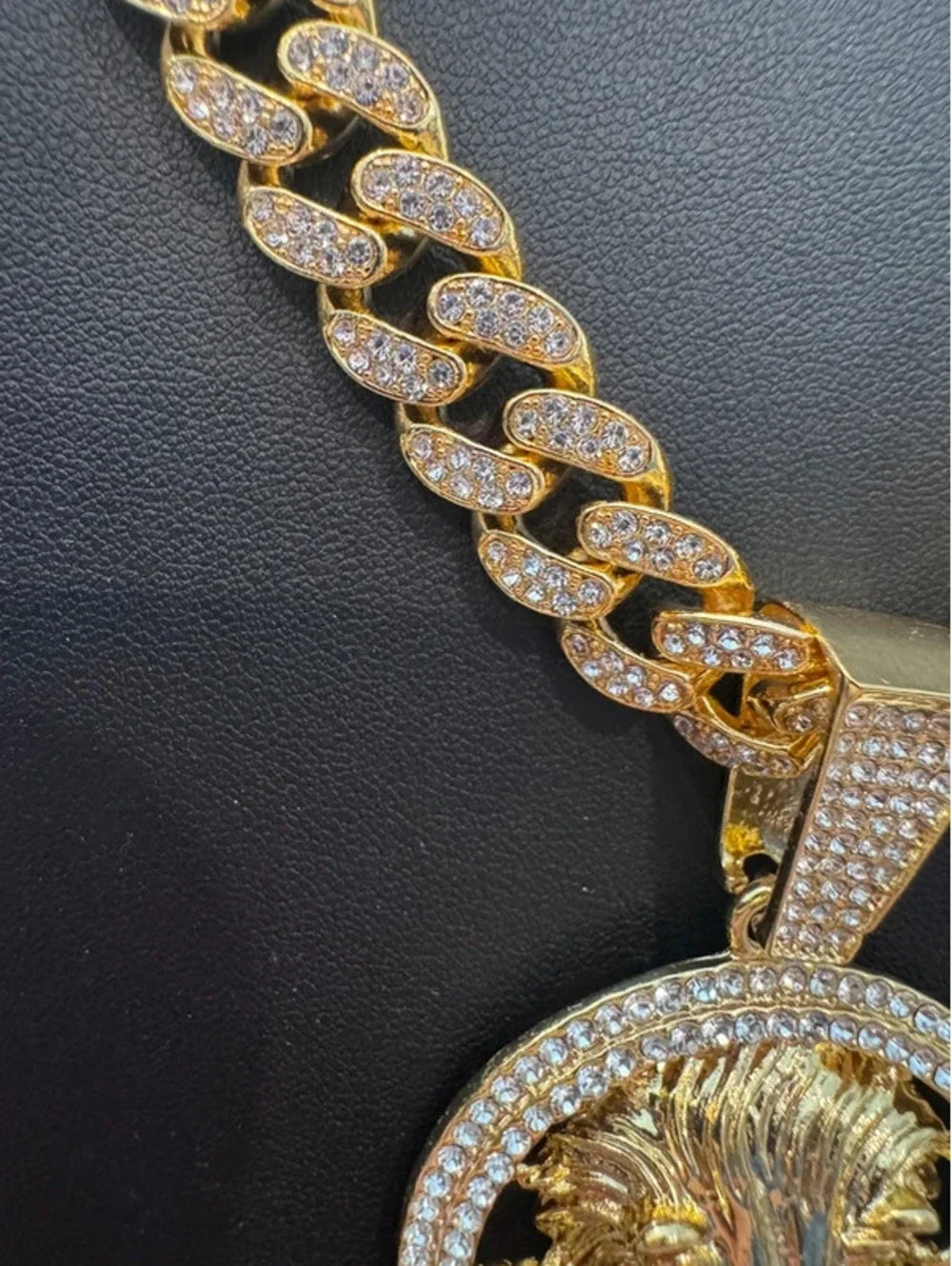 Lion Cuban chain, iced out pendant and chain 24”